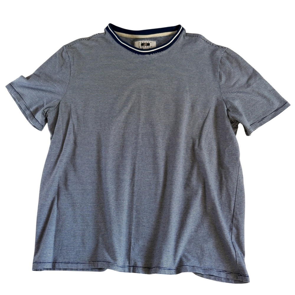 Vintage Joseph Abboud Mens Blue White Micro Stripe Crew Neck T-Shirt - Large